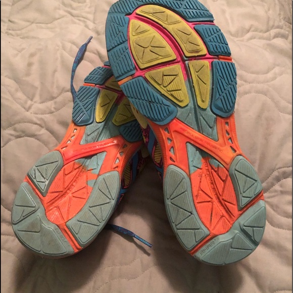 ASICS GEL NOOSA TRI 10 PINK YELLOW TURQUOISE WOMEN’s RUNNING SHOE - Picture 9 of 9